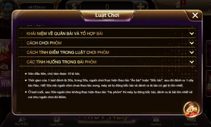 Chú ý một số tình huống trong bài Phỏm Sunwin