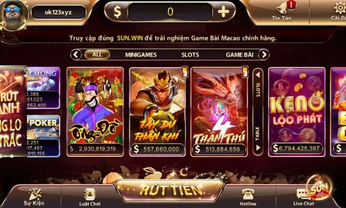 Giao diện game tây du thần khí Sunwin
